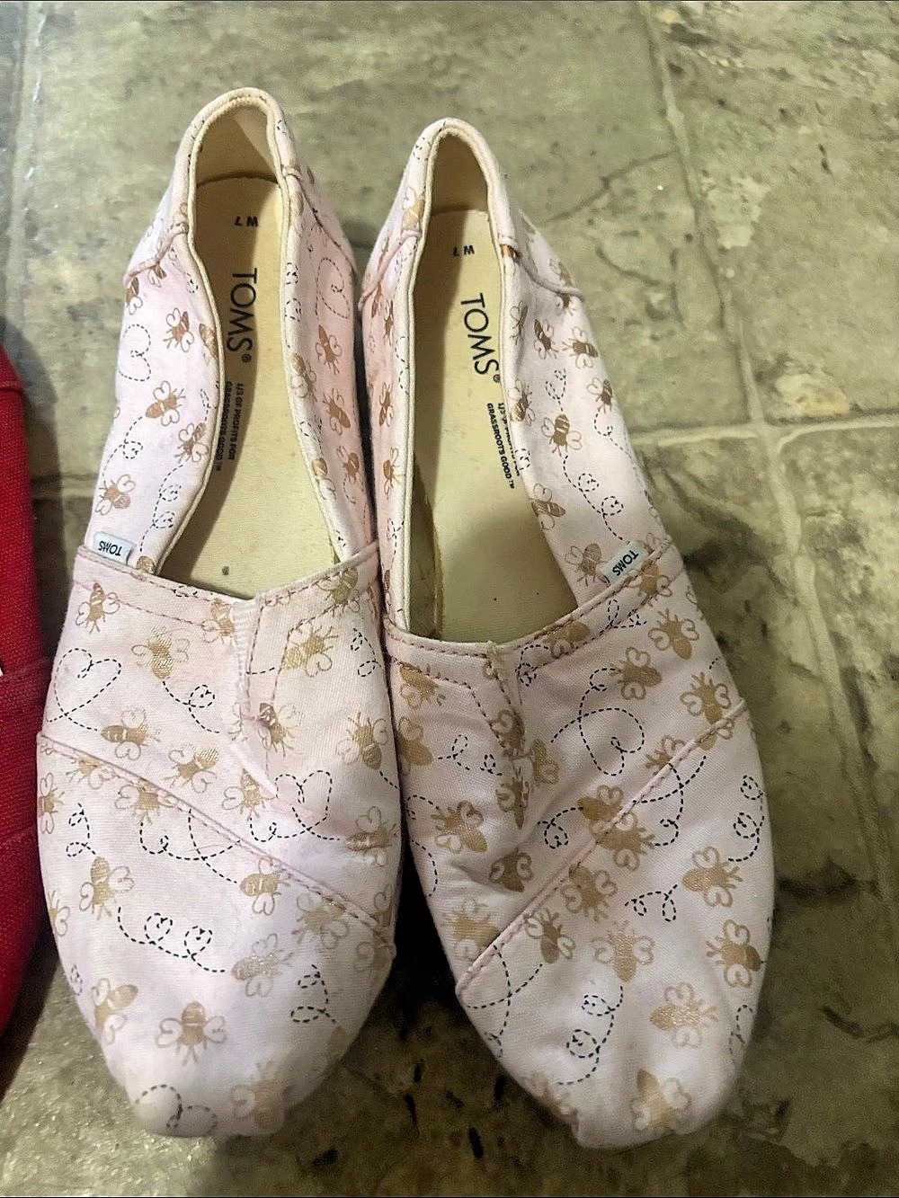 TOMS Classic Alpargata Floral Slip-On Flats Pink 6.5 and 7s